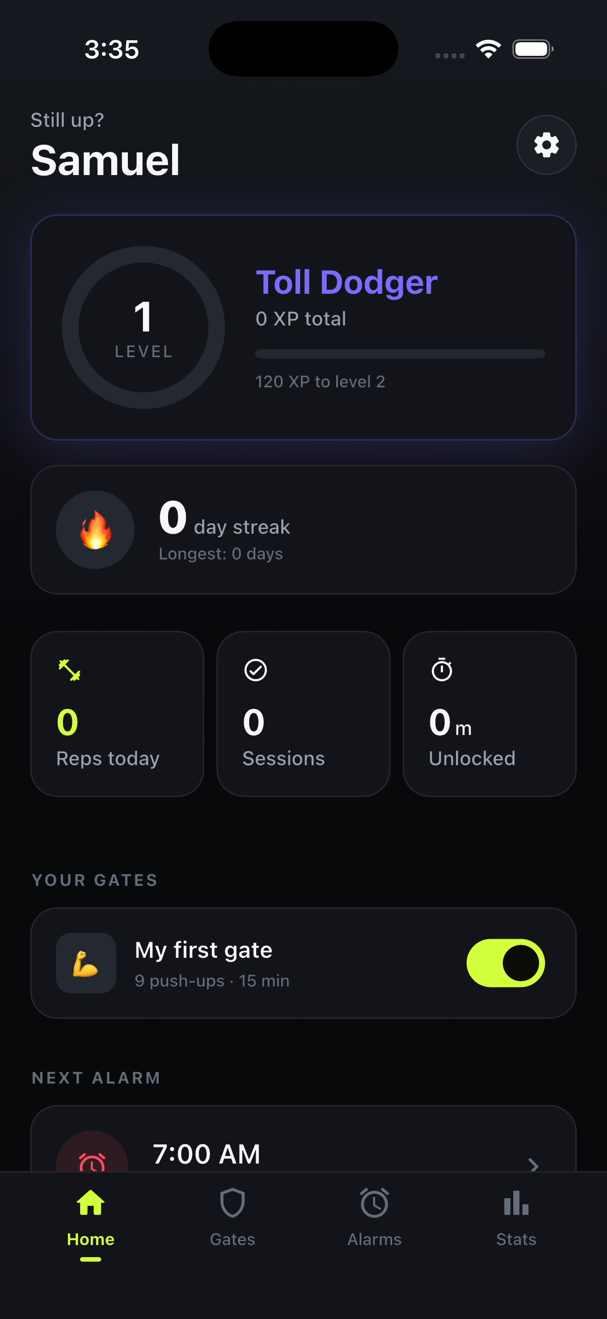 TollGate home screen showing gated apps